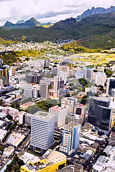 Aerial view of the city of Port-Louis, Mauritius, Africa