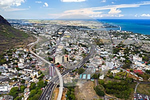 Aerial view of the city of Port-Louis, Mauritius, Africa