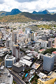 Aerial view of the city of Port-Louis, Mauritius, Africa