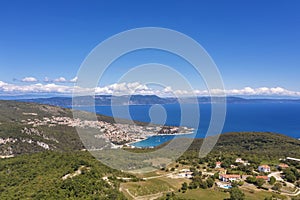 An aerial view of Rabac, Istria, Croatia