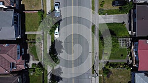 Aerial view of the city road with cars driving, Burnaby, Vancouver, Canada