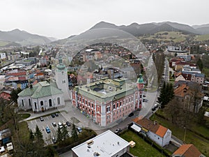 Aerial view of the city of Ruzomberok in Slovakia