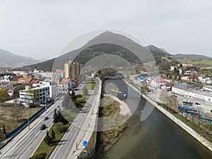 Aerial view of the city of Ruzomberok in Slovakia