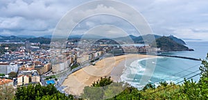Aerial view of the city of San Sebastian from Mount Ulia, Gipuzkoa, Basque Country photo