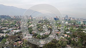 Aerial view of the city of Santiago of Chile in the country of Chile in the summer.