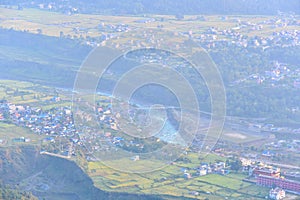 Aerial View of City from Sarangkot Hill in Nepal