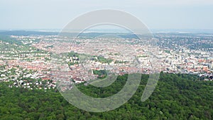 Aerial view of the city of Stuttgart from the Fernsehturm television tower Germany