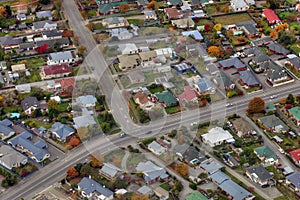Aerial view of city suburbs