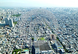 The aerial view of the city taken in Japan, Tokyos crowded landscape very beautiful