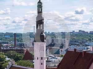 Aerial view of city Tallinn Estonia business district