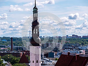 Aerial view of city Tallinn Estonia business district