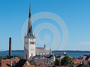 Aerial view of city Tallinn Estonia business district