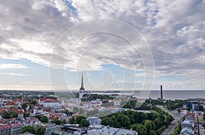 Aerial view of city Tallinn Estonia business district