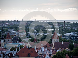 Aerial view of city Tallinn Estonia business district