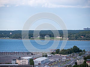 Aerial view of city Tallinn Estonia business district