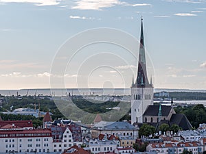 Aerial view of city Tallinn Estonia business district