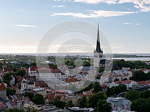 Aerial view of city Tallinn Estonia business district