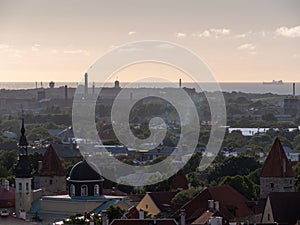 Aerial view of city Tallinn Estonia business district