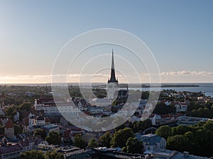 Aerial view of city Tallinn Estonia business district