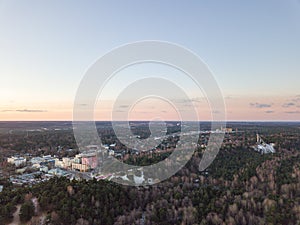 Aerial view of city Tallinn Estonia, panorama of district Mustamjae