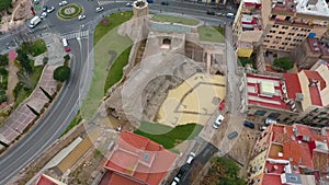 Aerial view of the city of Tarragona and the ruins of the Roman circus