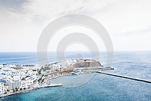 Aerial view of the city of Tinos island in Greece