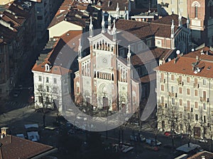 Aerial view of Turin with Gesu Nazareno (Jesus of Nazareth) chur photo