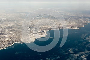 Aerial view of city at waterfront, Toronto photo