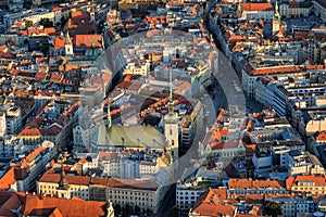 Aerial view of cityscape of Brno.