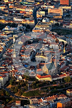 Aerial view of cityscape of Brno.