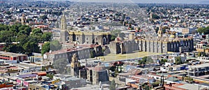 Aerial view cityscape of Cholula with Capilla Real o de Naturales photo