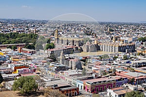 Aerial view cityscape of Cholula with Capilla Real o de Naturales photo