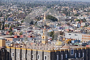 Aerial view cityscape of Cholula with Capilla Real o de Naturales photo