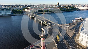 Aerial view cityscape of city center, Palace square, State Hermitage museum, Neva river. Saint Petersburg skyline.