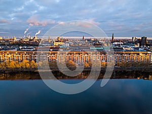 Aerial view of the cityscape of Copenhagen the capital city of Denmark