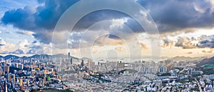 Aerial view of cityscape of Kowloon, Hong Kong