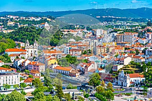 Aerial view of cityscape of Leiria, Portugal