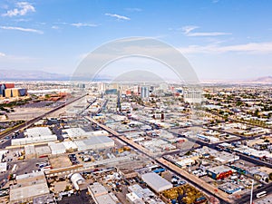Aerial view of a cityscape with a lot of buildings in Las Vegas, Nevada, USA