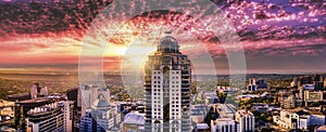 aerial view, cityscape of Sandton in Johannesburg city