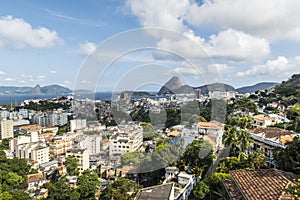 Aerial view of cityscape, the Sugarloaf mountain in Rio
