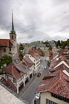 Aerial view of cityscape Swiss capital Bern