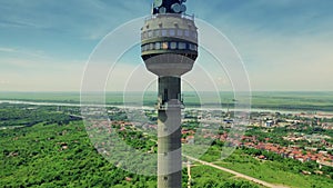 Aerial View of cityscape and TV Tower details.