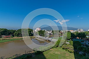 Aerial view of the cityscapes in Chiang Mai city, Thailand