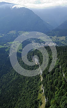 Aerial view of cliff in Chartreuse valley
