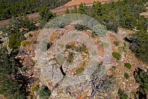 Aerial view of a cliff covered with trees, Apache Sitgreaves National forest
