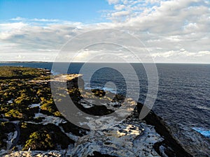 Aerial view of the cliff by the water