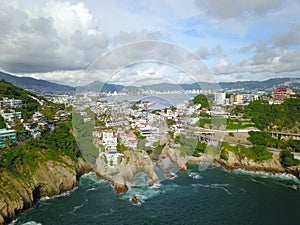 Aerial view of the cliffs of Acapulco in the area known as La Quebrada