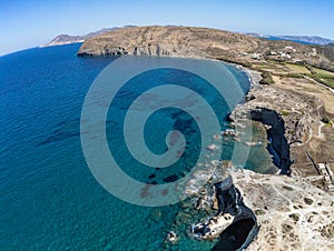 Aerial view of Cliffs and beach in Papafragas beach