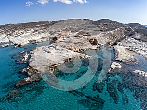 Aerial view of Cliffs and beach in Sarakiniko beach