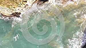 Aerial view of the cliffs on the coast of Pimiango in the Cantabrian Sea